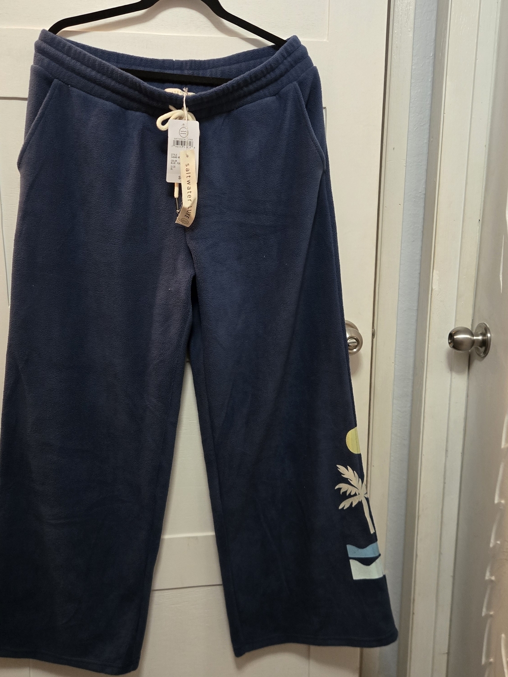 saltwater LUXE Navy Sweatpants with Palm Graphic